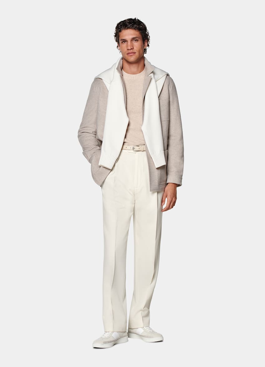 Chaqueta camisa color arena corte Relaxed