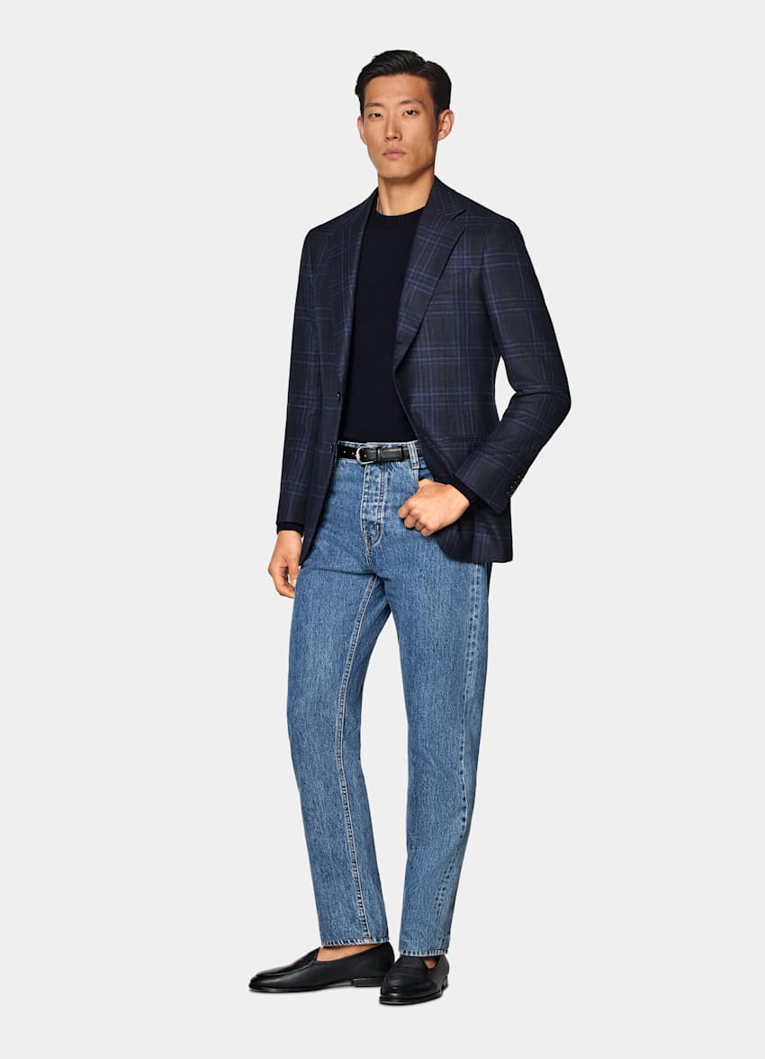 Blazer Havana azul marino a cuadros corte Tailored