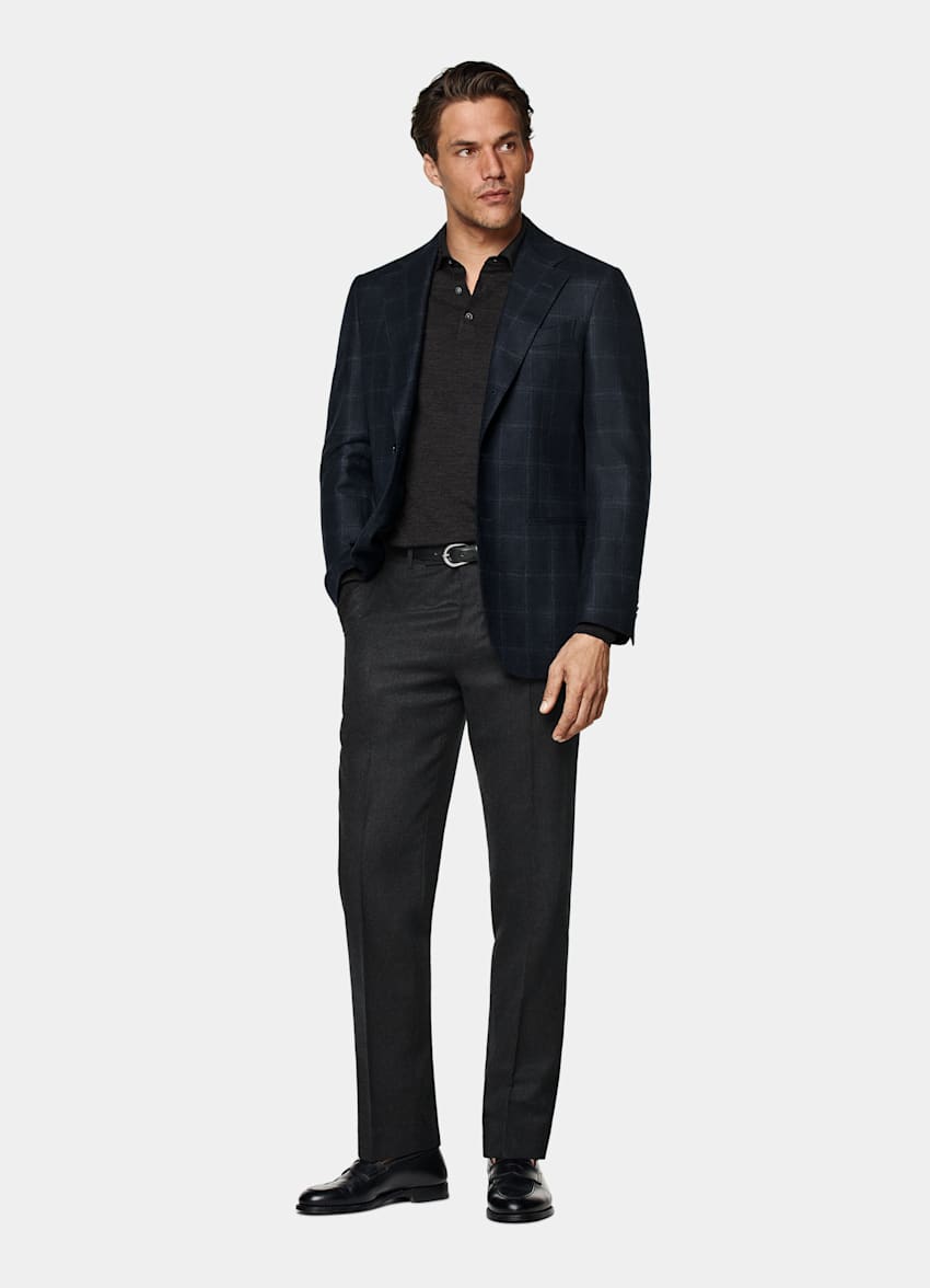 Blazer Havana azul marino a cuadros corte Tailored