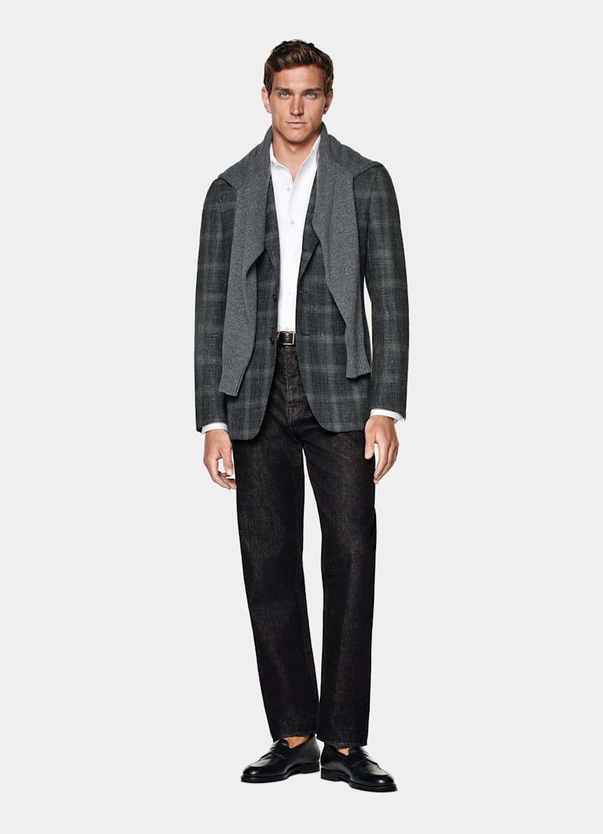 Blazer Havana gris a cuadros corte Tailored