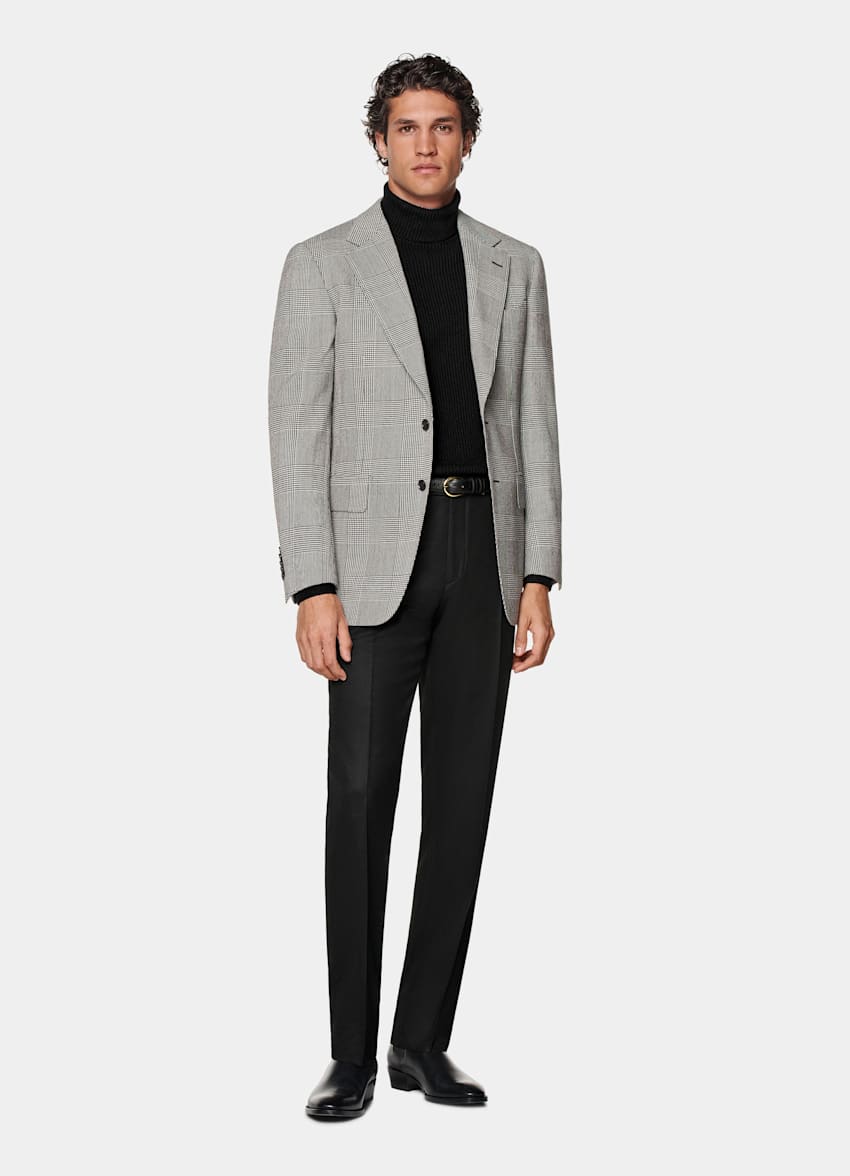 Black Checked Tailored Fit Milano Blazer