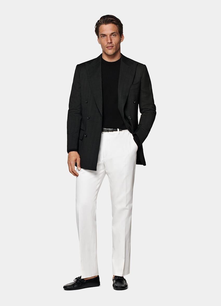 Blazer Milano negro punto de espiga corte Tailored