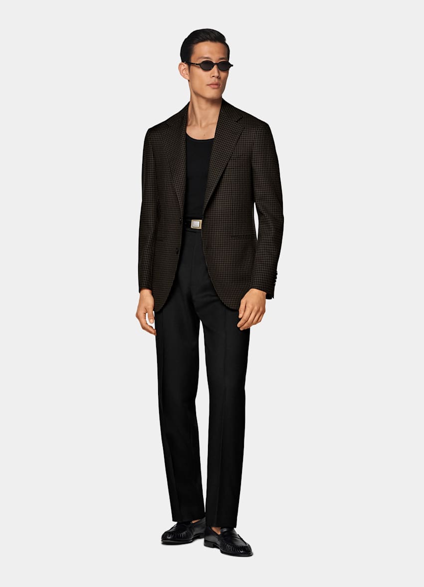 Green Houndstooth Relaxed Fit Roma Blazer