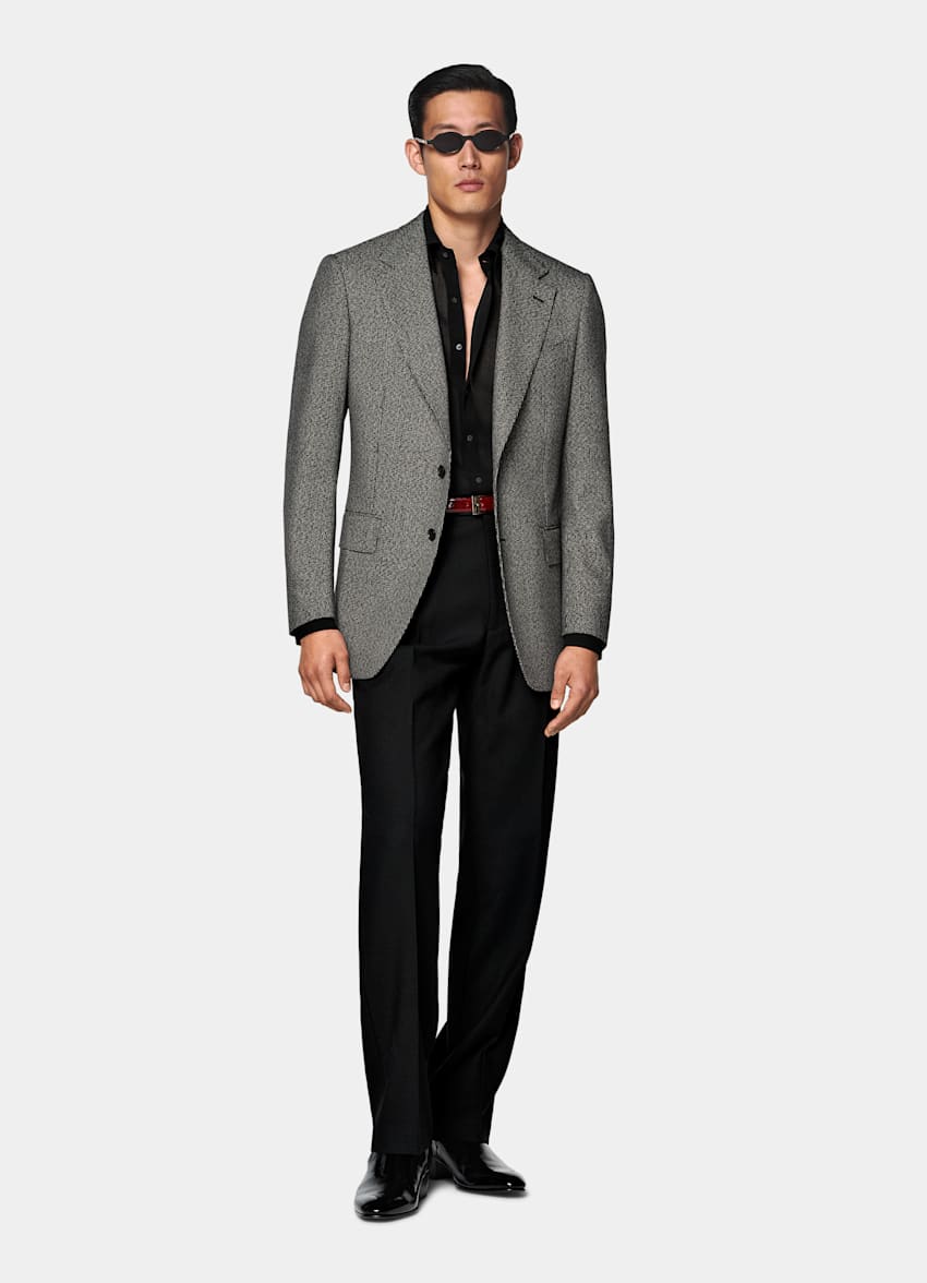 Black Striped Tailored Fit Milano Blazer