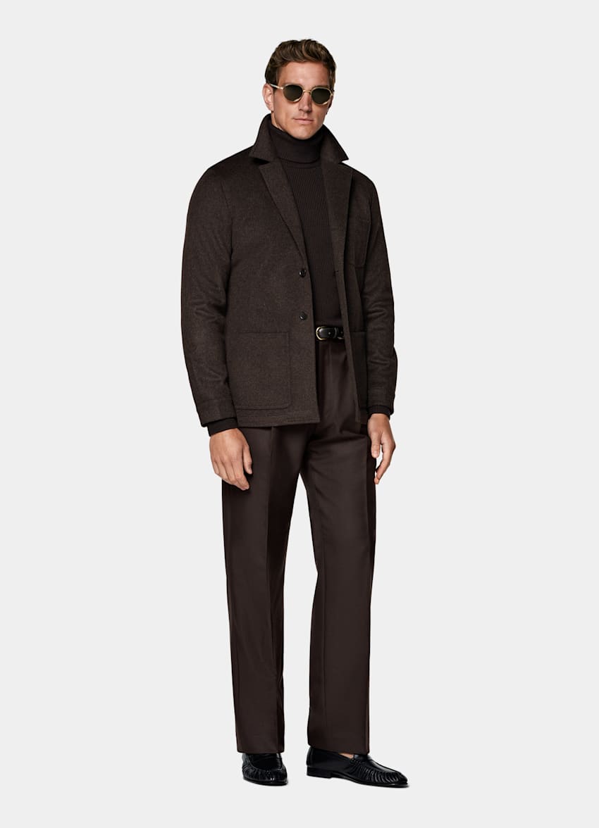 Dark Brown Relaxed Fit Shirt-Jacket