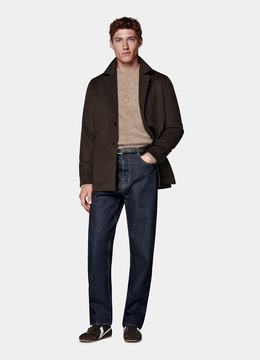Dark Brown Relaxed Fit Shirt-Jacket