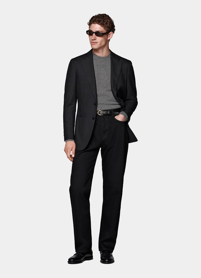 Dark Grey Tailored Fit Havana Suit Jacket