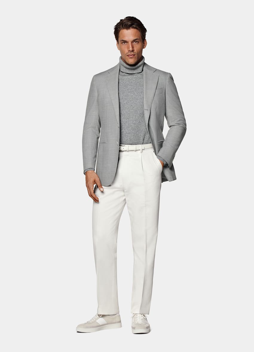 Light Grey Tailored Fit Havana Suit Jacket