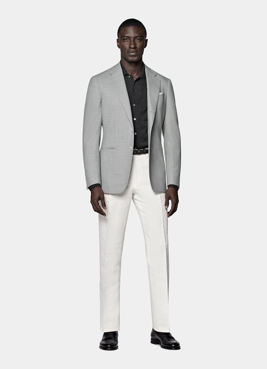 Light Grey Tailored Fit Havana Suit Jacket