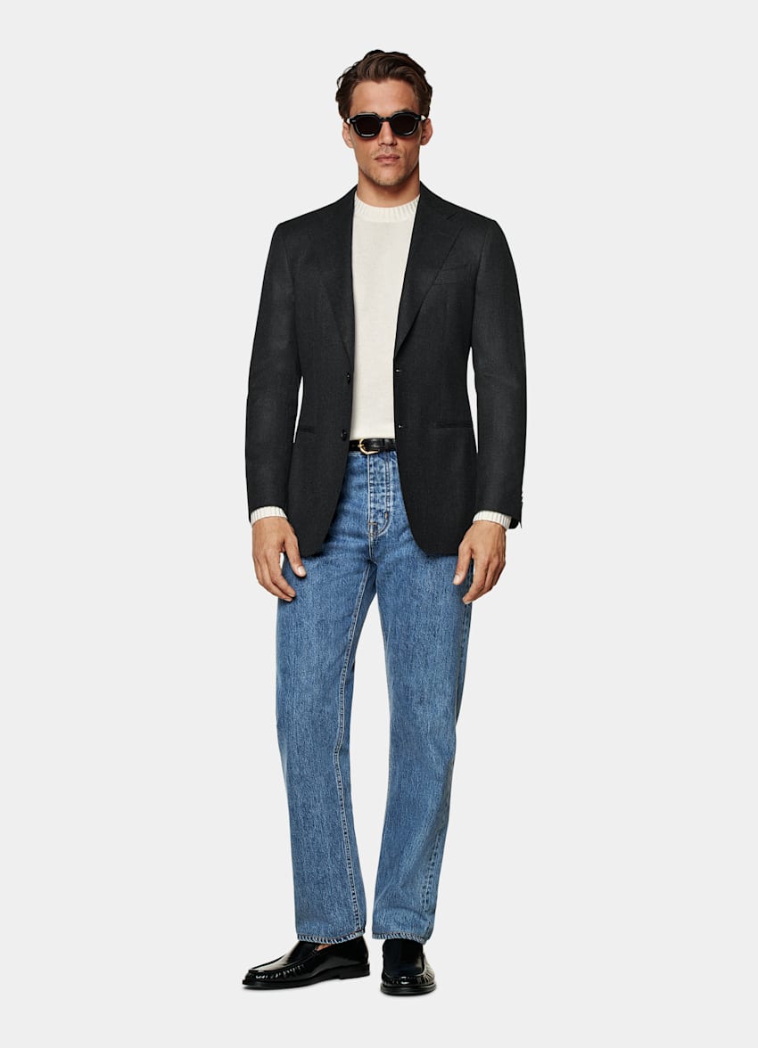 Blazer de traje Havana gris oscuro corte Tailored