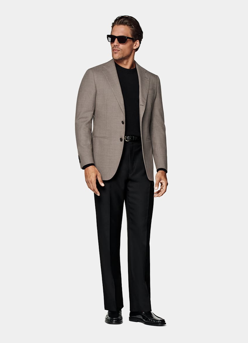 Taupe Tailored Fit Havana Suit Jacket