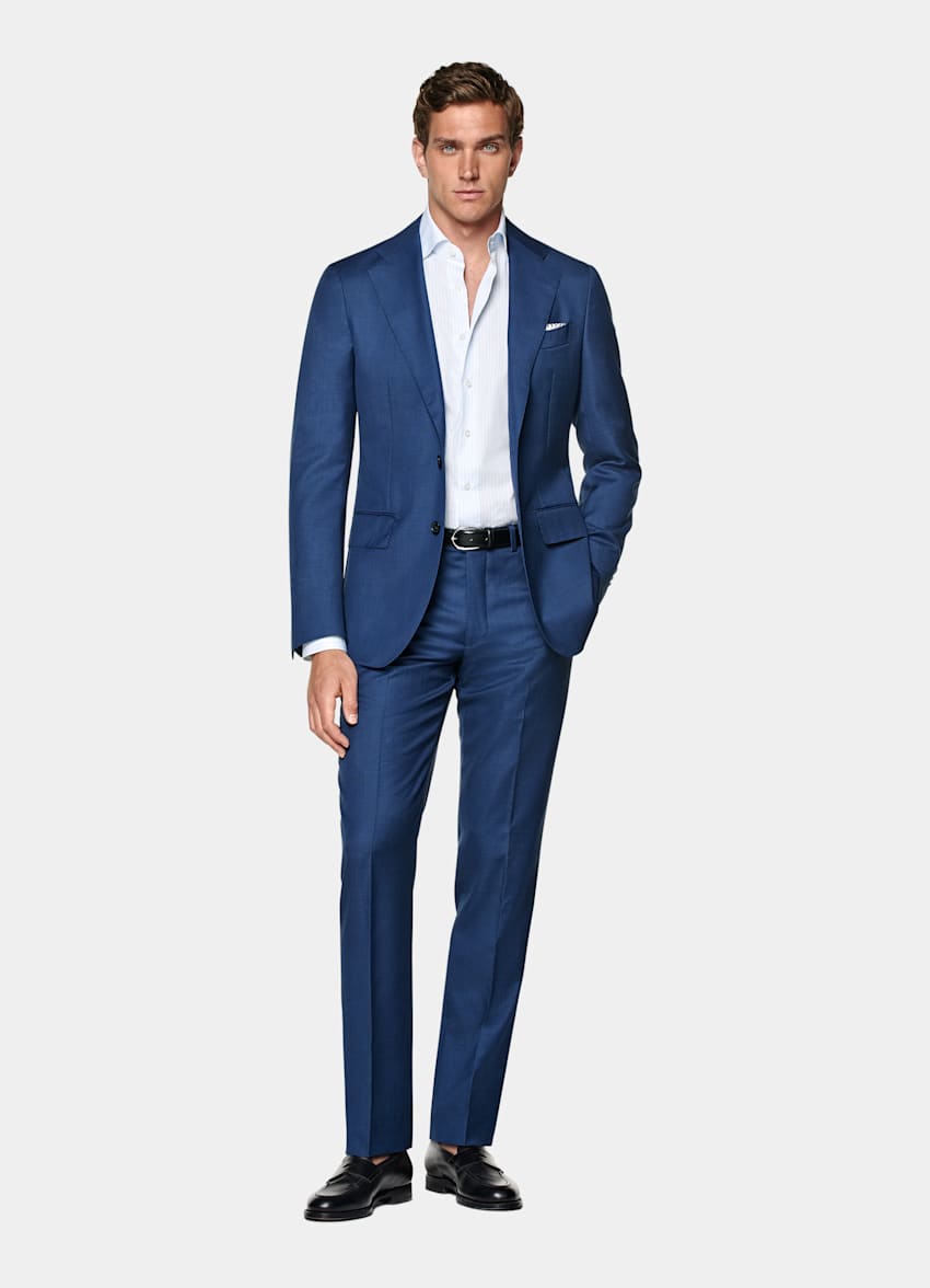 Mid Blue Tailored Fit Havana Suit Jacket