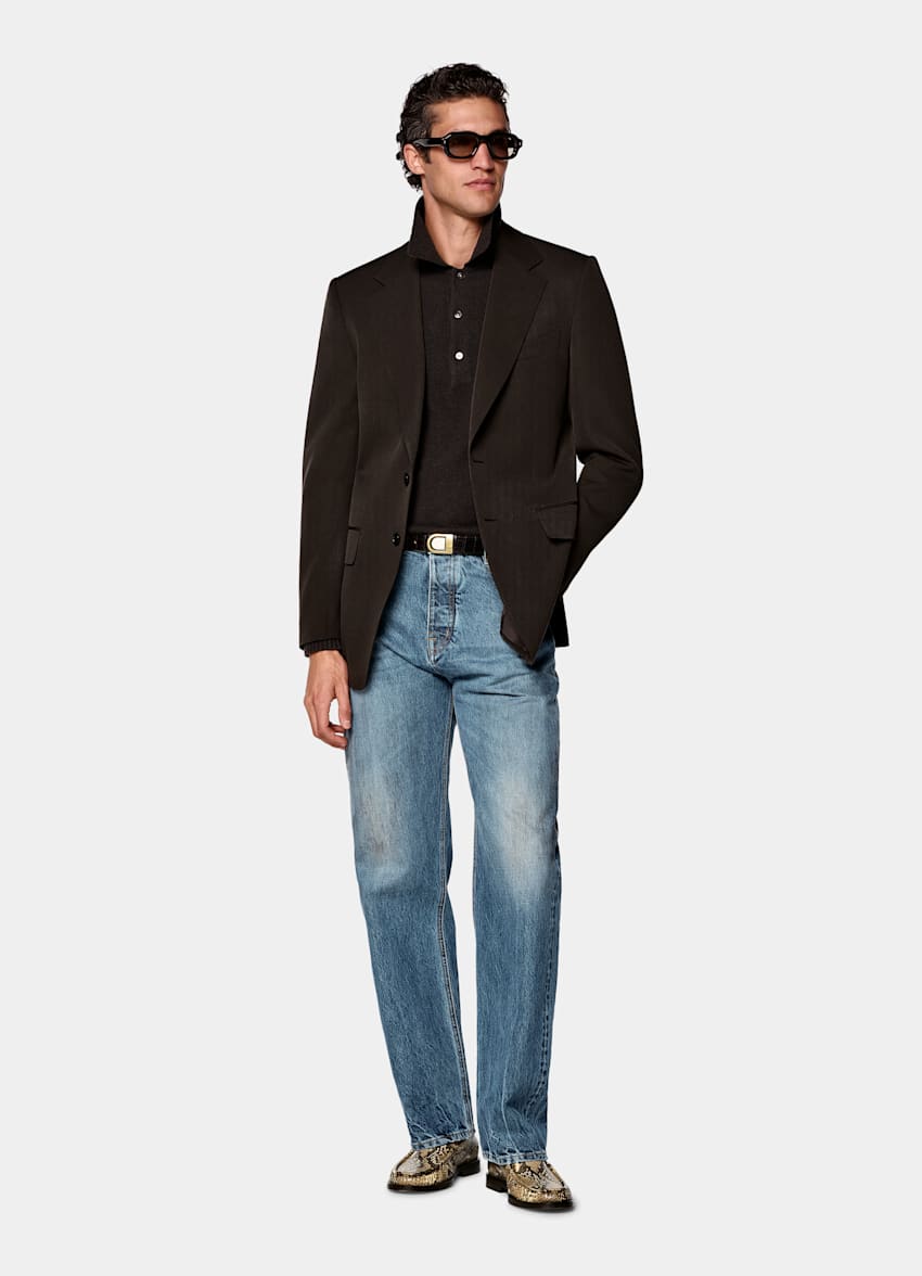 Dark Brown Tailored Fit Milano Suit Jacket
