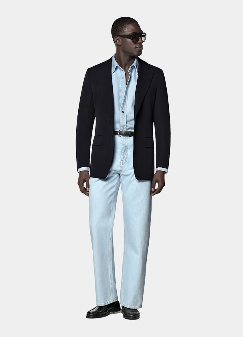 Navy Tailored Fit Milano Suit Jacket