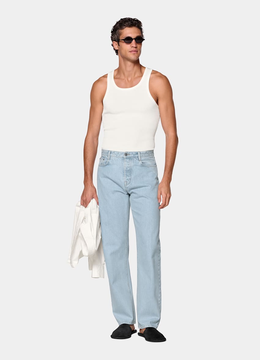 Off-White Ribbed Tank Top