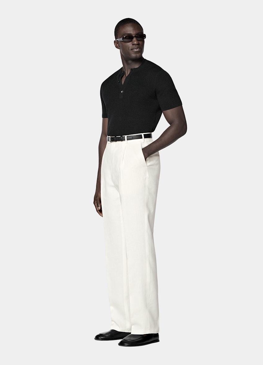 Black Short Sleeve Henley