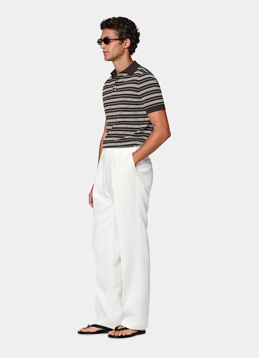 Dark Brown Striped Polo