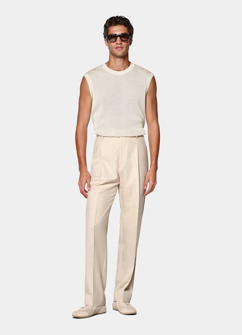 Sand Crochet Sleeveless Crewneck