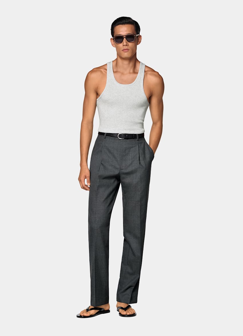 Light Grey Ribbed Tank Top