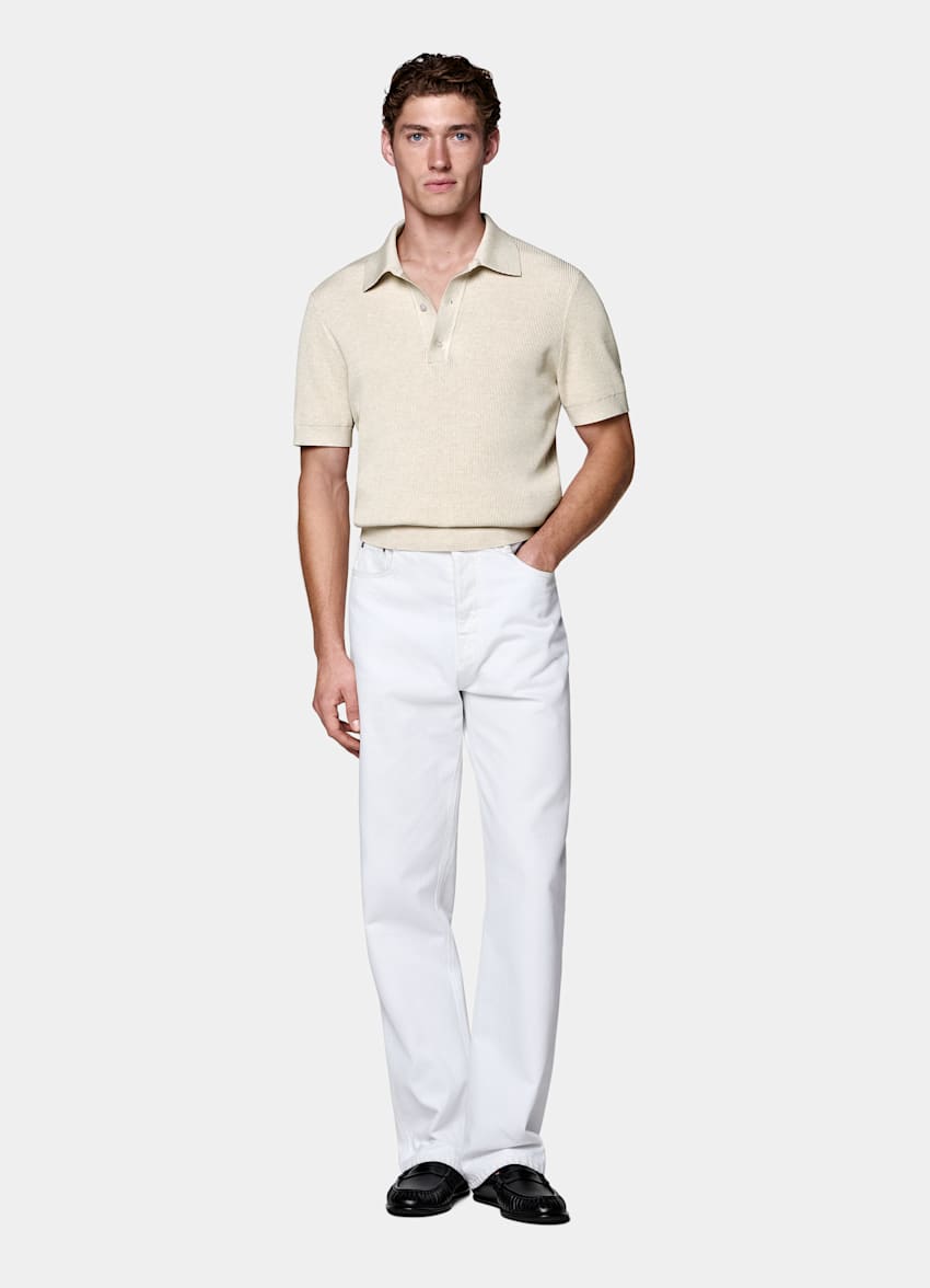 Polo de canal&eacute; color arena