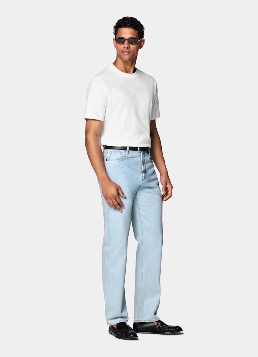 T-shirt a girocollo color panna