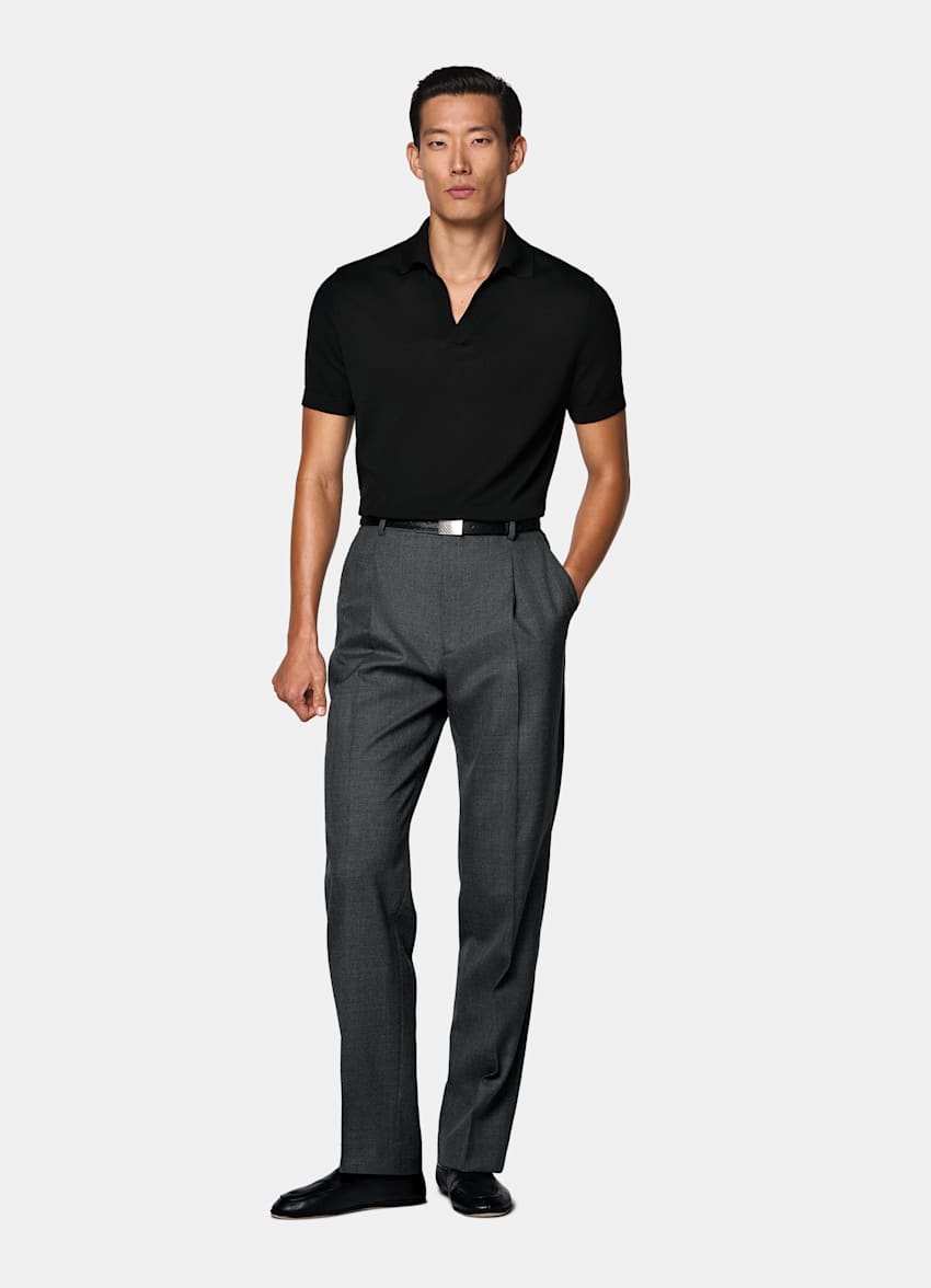 Black Buttonless Polo