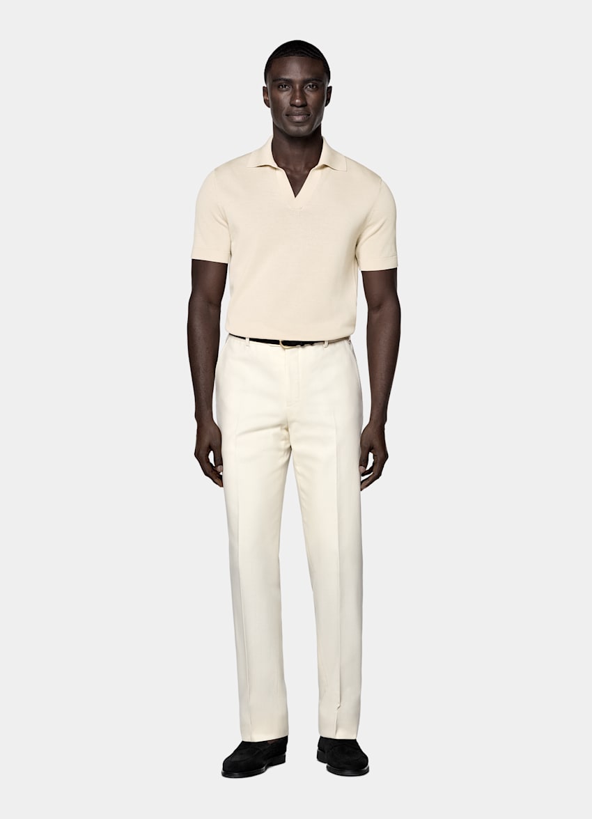 Sand Buttonless Polo