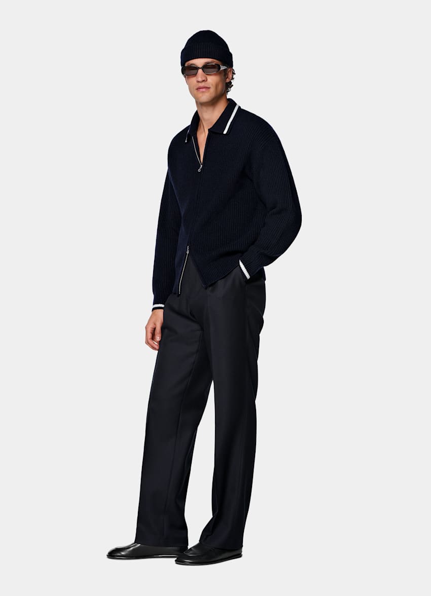 Navy Zip Cardigan