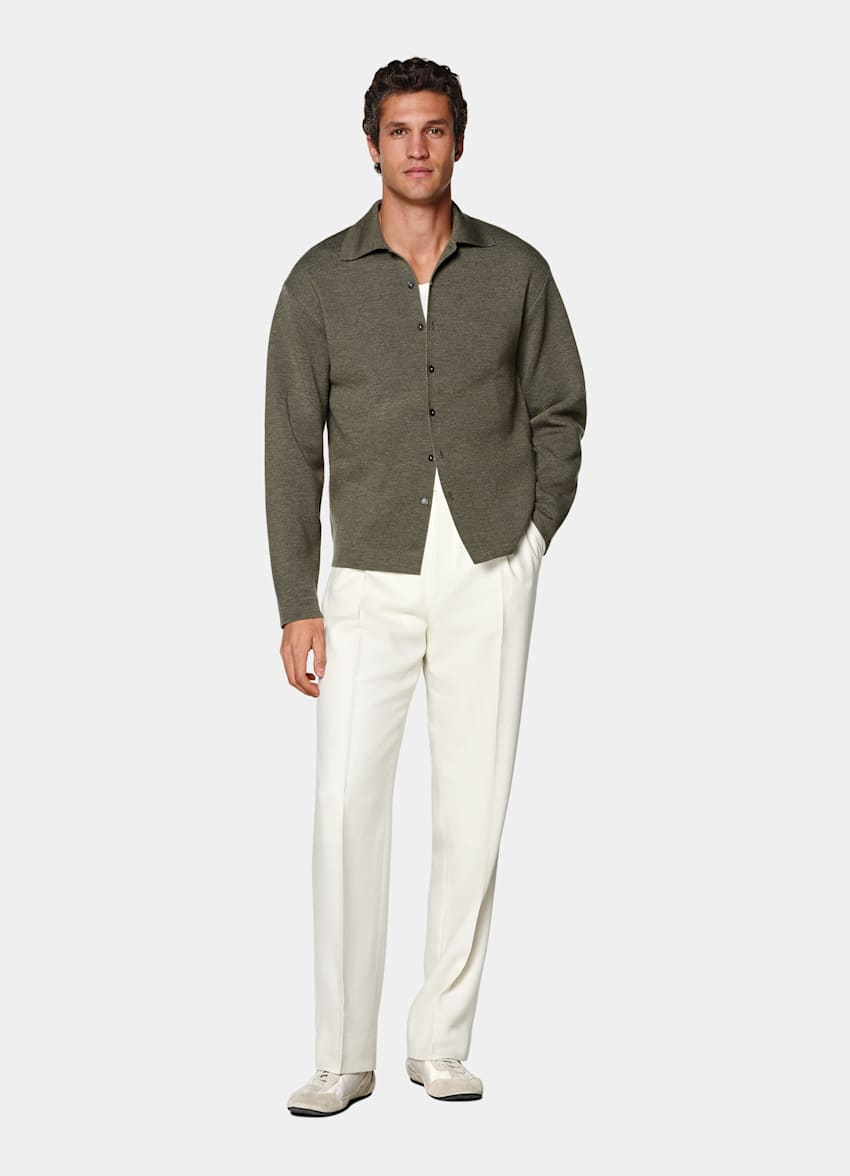 Polo-Cardigan mittelgr&uuml;n Langarm