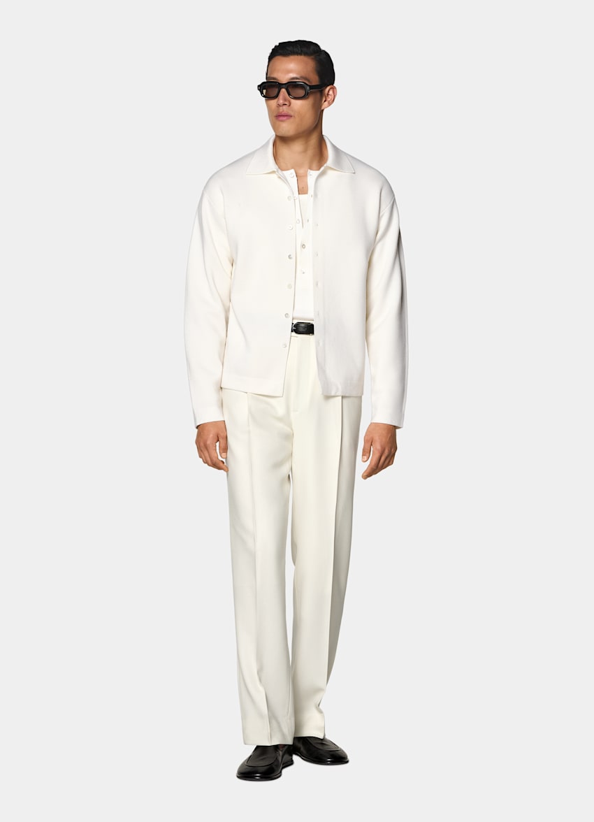 Off-White Long Sleeve Polo Cardigan