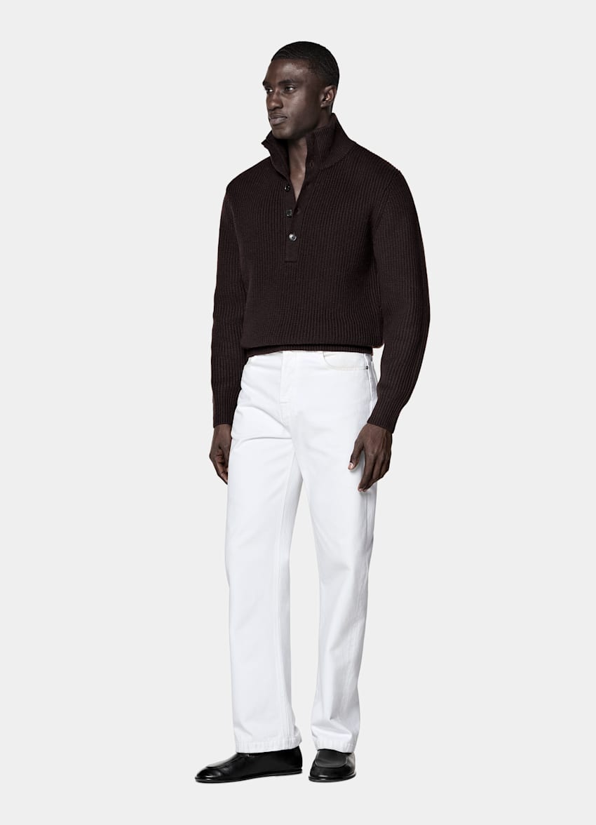 Dark Purple Ribbed Long Sleeve Funnel-Neck