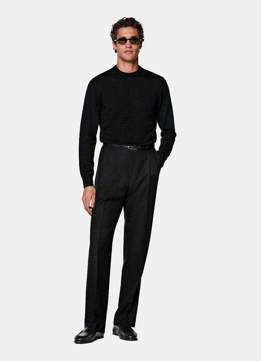 Jersey cuello redondo negro merino