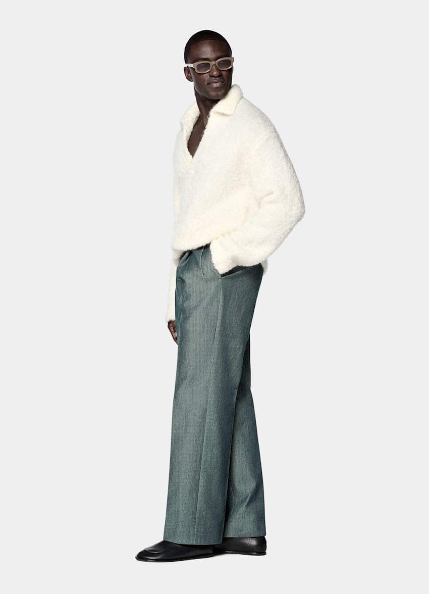 Off-White Long Sleeve Buttonless Polo