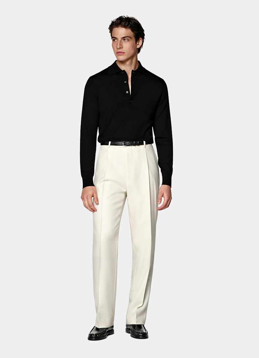 Polo manches longues Merino noir