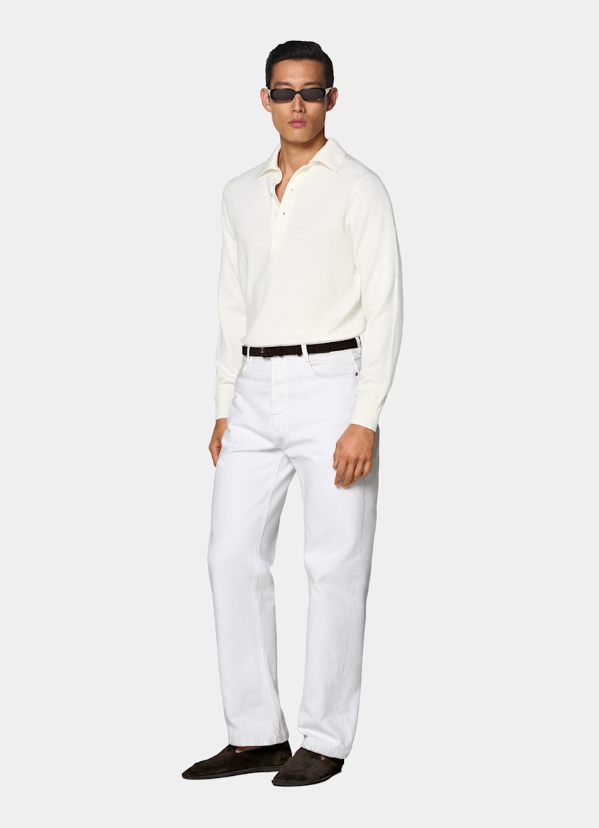 Off-White Merino Long Sleeve Polo