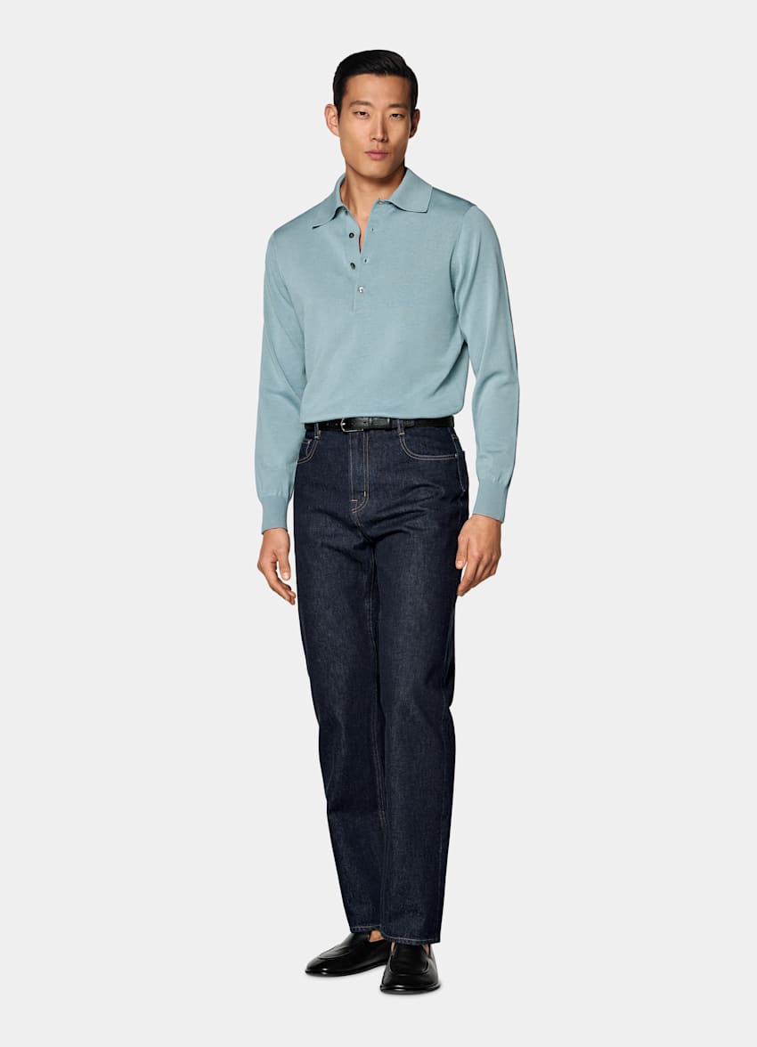 Light Blue Long Sleeve Polo