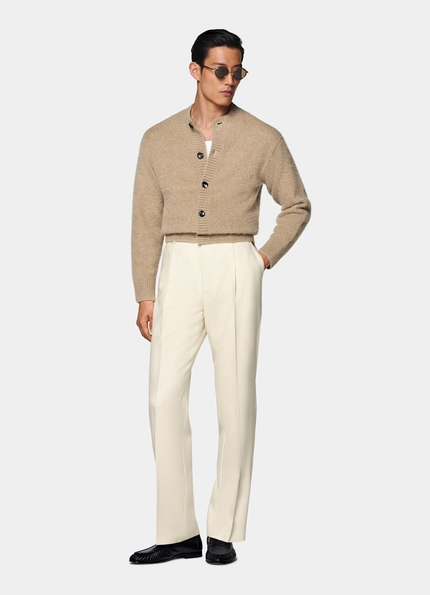 Mid Brown Crewneck Cardigan