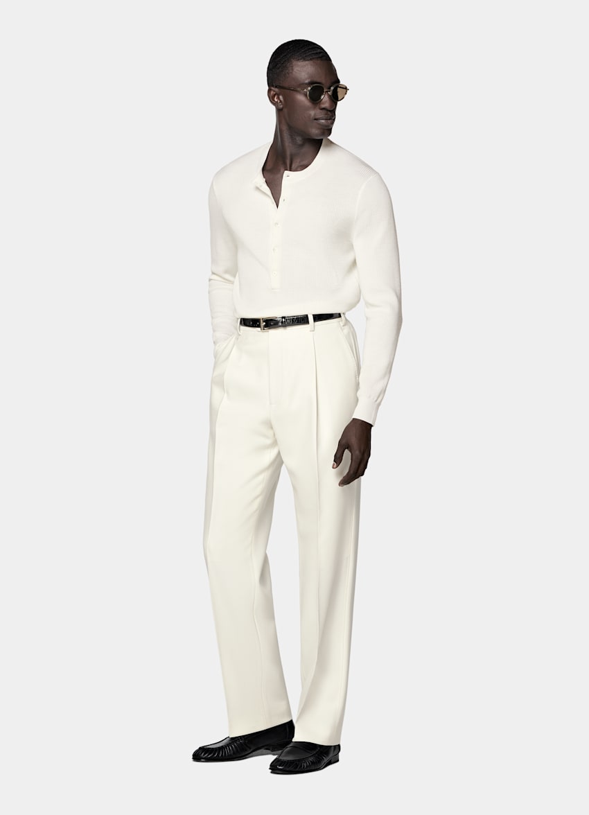 Henley c&ocirc;tel&eacute; blanc cass&eacute;