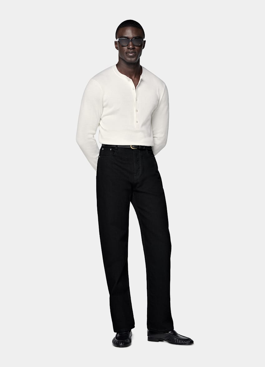 Off-White Ribbed Henley