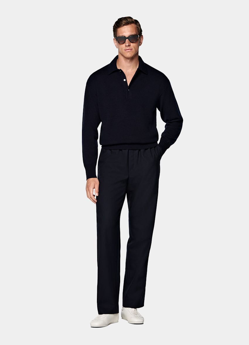 Navy Long Sleeve Polo