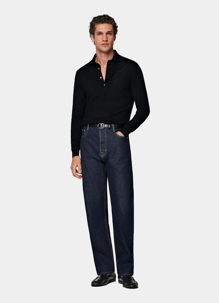 Black Long Sleeve Polo