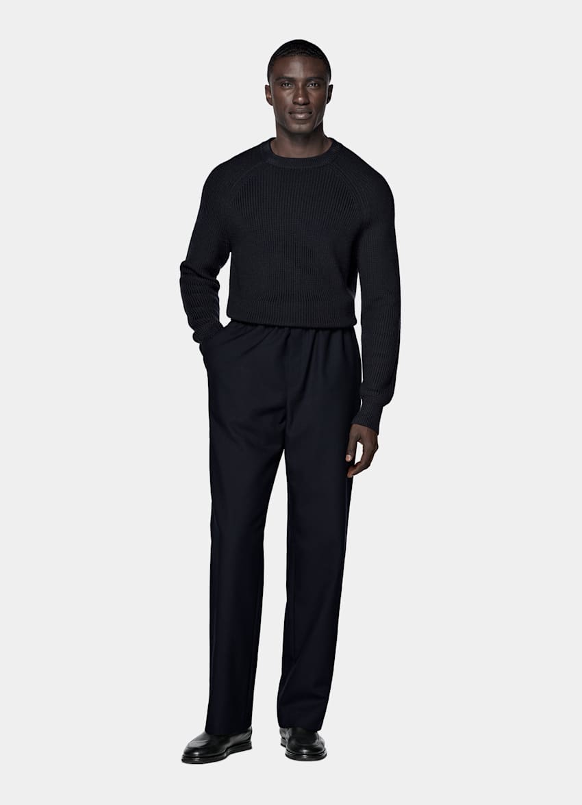 Navy Ribbed Crewneck