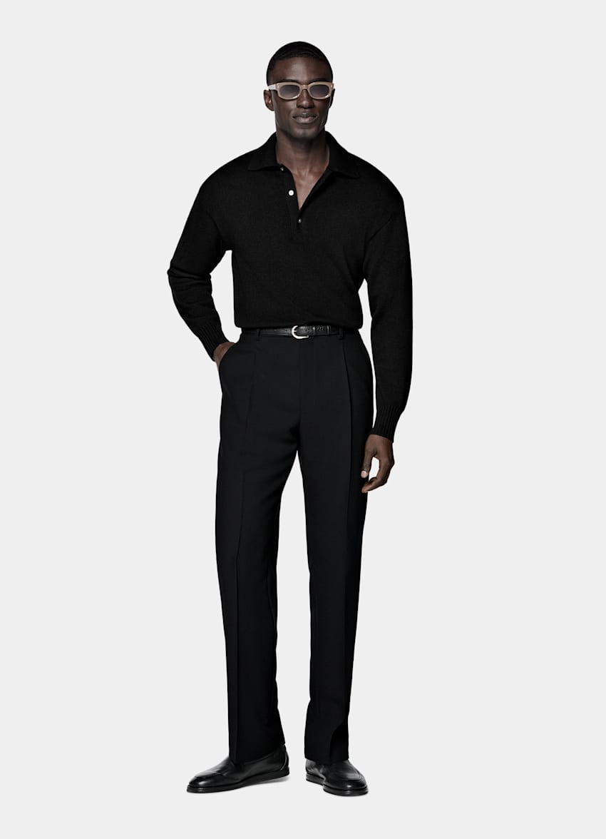 Black Long Sleeve Polo