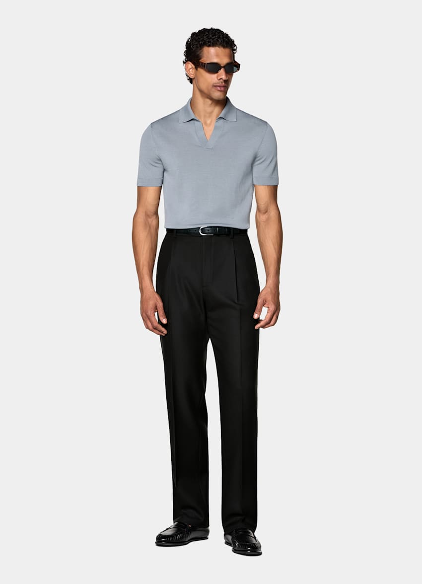 Light Blue Buttonless Polo