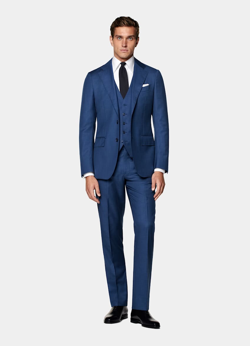 Mid Blue Three-Piece Tailored Fit Havana Suit