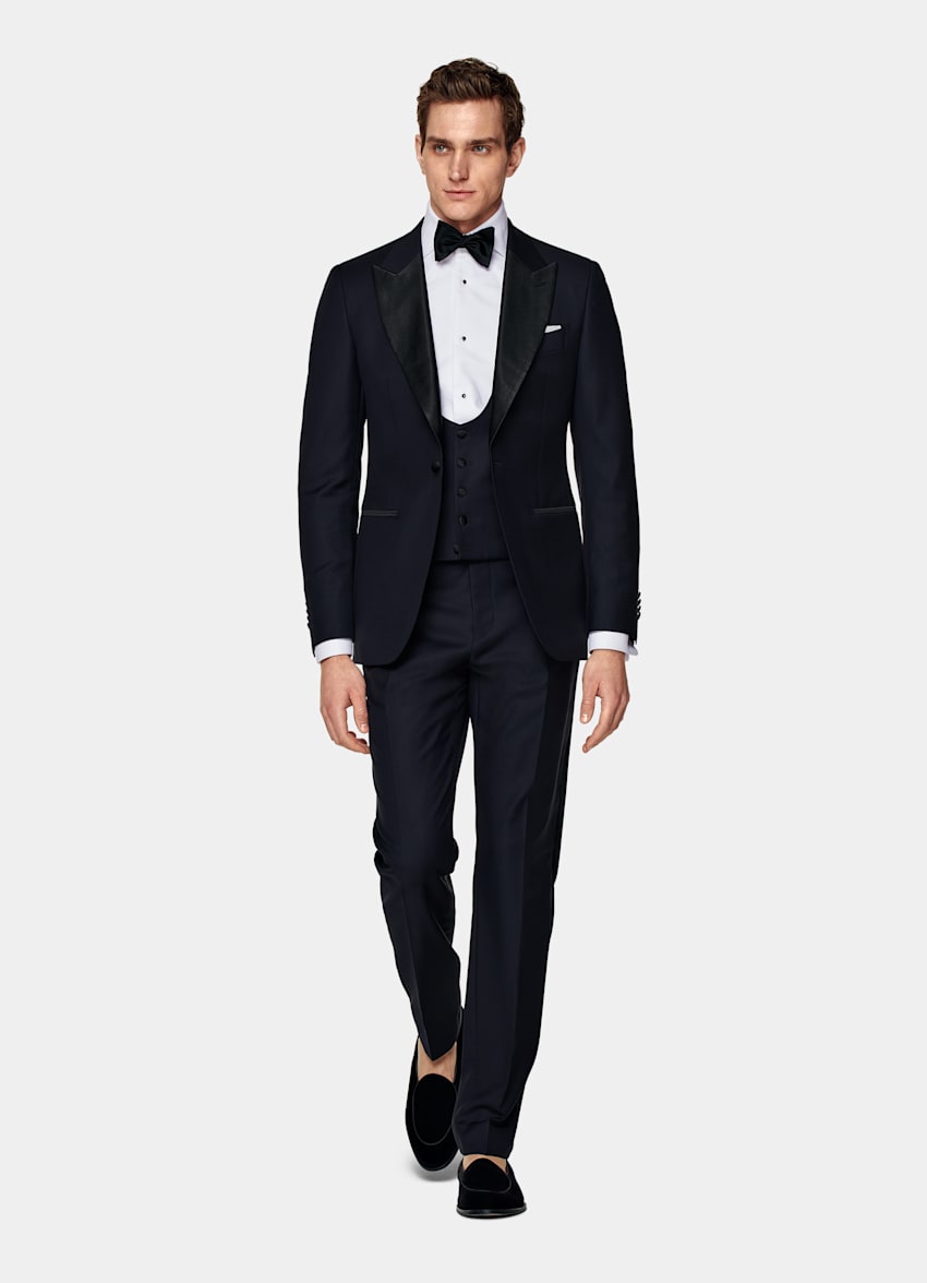 Navy Three-Piece Tailored Fit Lazio Tuxedo