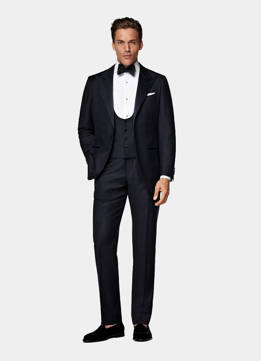 Navy Three-Piece Tailored Fit Havana Tuxedo