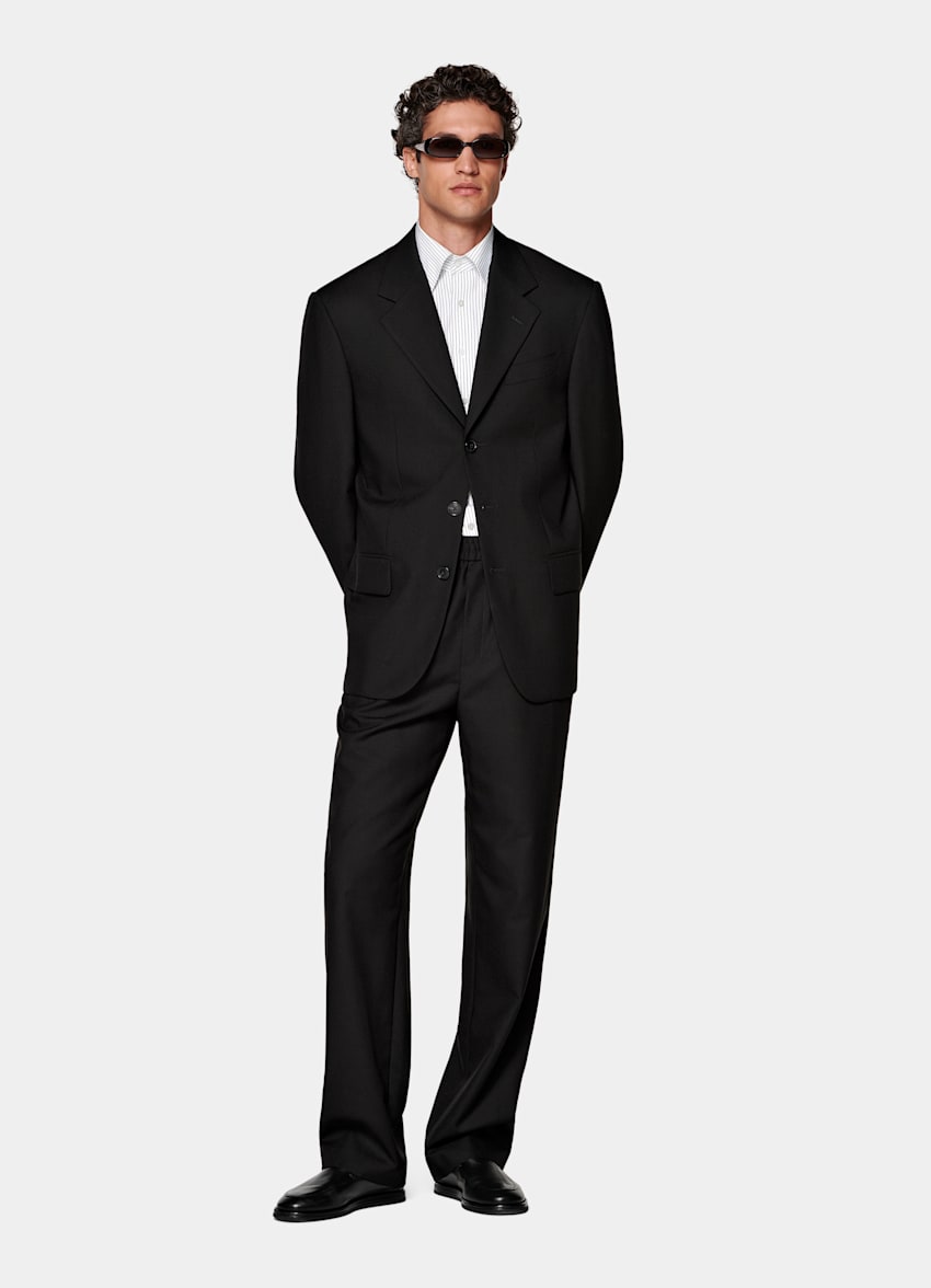 Black Relaxed Fit Roma Suit
