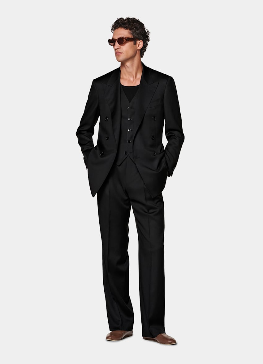 Black Three-Piece Relaxed Fit Roma Suit