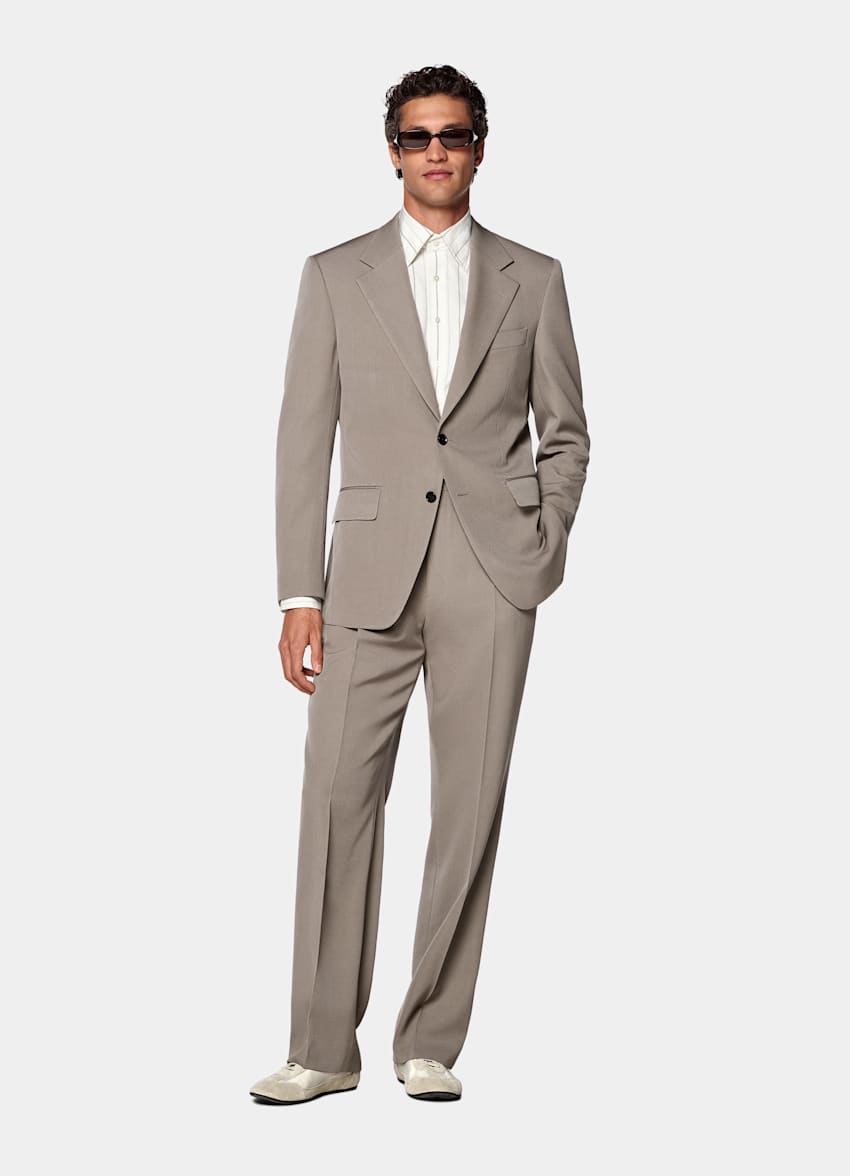 Mid Taupe Relaxed Fit Roma Suit